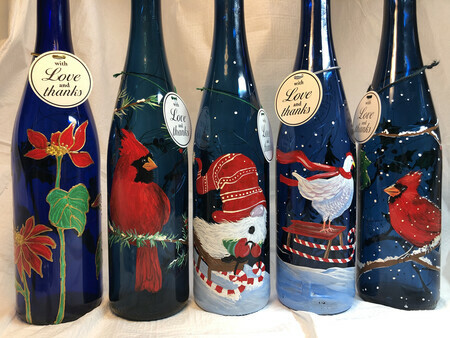 5 Christmas Blue Bottles